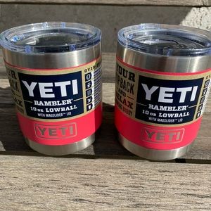 Yeti Lowball 10oz ramblers (pair) in limited edition Bimini Pink